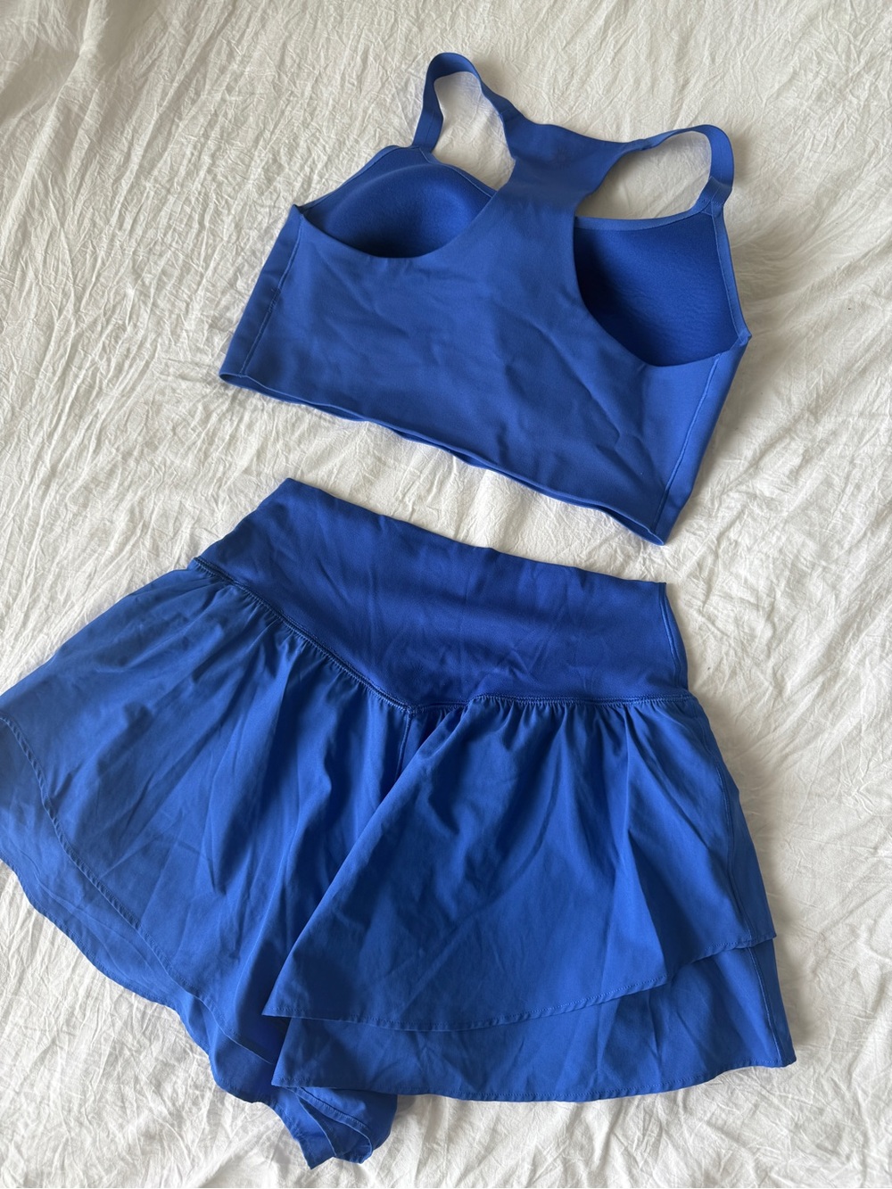 AERIE OFFLINE Matching Set Flirty Short Skirt Bra Tank Set Royal Blue Active M/L - Picture 2 of 6